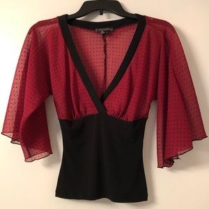My Michelle Red and Black Sheer Blouse